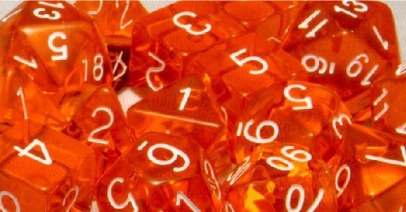 Role4Initiative Translucent Orange with White Numbers 7ct Polyhedral Set Home page Role 4 Initiative   