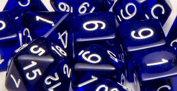 Role4Initiative Translucent Blue with White Numbers 7ct Polyhedral Set Dice Role 4 Initiative