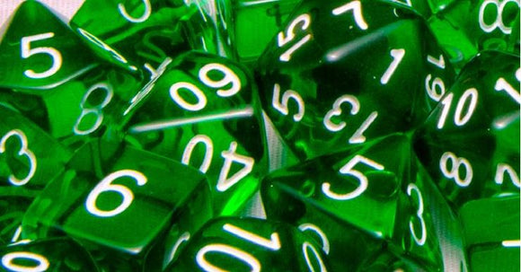 Role4Initiative Translucent Dark Green with White Numbers 15ct Polyhedral Set Home page Role 4 Initiative   