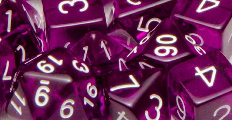 Role4Initiative Translucent Dark Purple with White Numbers 7ct Polyhedral Set Dice Role 4 Initiative