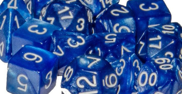 Role4Initiative Marble Blue with White Numbers 7ct Polyhedral Set Home page Role 4 Initiative   