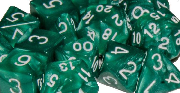Role4Initiative Marble Green with White Numbers 15ct Polyhedral Set Dice Role 4 Initiative