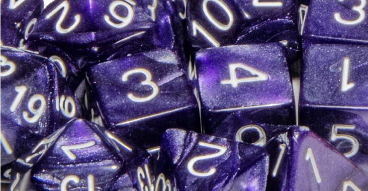 Role4Initiative Marble Purple with White Numbers 15ct Polyhedral Set Dice Role 4 Initiative
