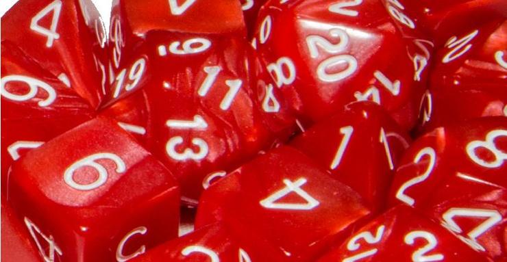 Role4Initiative Marble Red with White Numbers 7ct Polyhedral Set Dice Role 4 Initiative