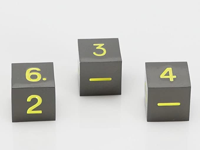 Easy Roller Metal Gunmetal Yellow 3D6 Set Dice Easy Roller Dice