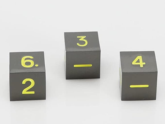 Easy Roller Metal Gunmetal Yellow 3D6 Set Dice Easy Roller Dice