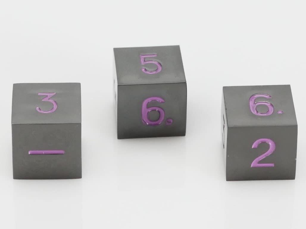 Easy Roller Metal Gunmetal Purple 3D6 Set Dice Easy Roller Dice