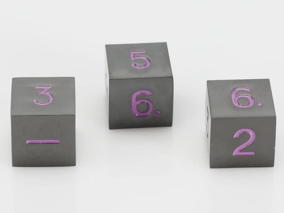Easy Roller Metal Gunmetal Purple 3D6 Set Dice Easy Roller Dice