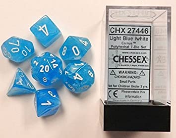 Chessex Cirrus Light Blue/White 7ct Polyhedral Set (27446) Dice Chessex   