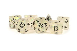 Metallic Dice Games Icy Opal Clear 7ct Polyhedral Dice Set  FanRoll   