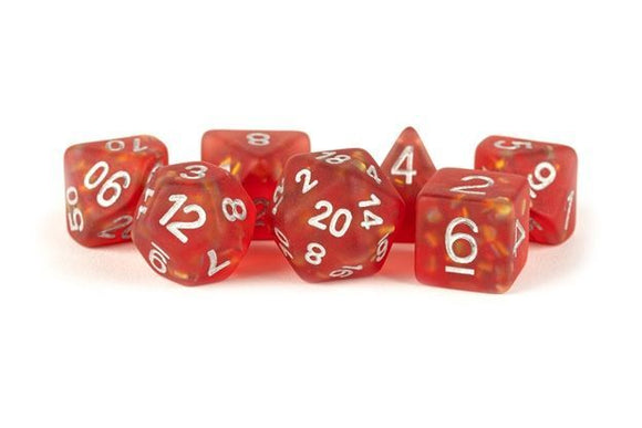 Metallic Dice Games Icy Opal Red 7ct Polyhedral Dice Set  FanRoll   