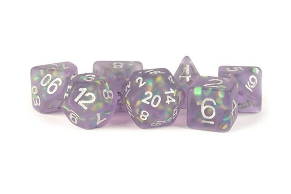 Metallic Dice Games Icy Opal Purple 7ct Polyhedral Dice Set  FanRoll   