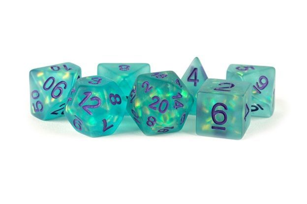 Metallic Dice Games Icy Opal Teal 7ct Polyhedral Dice Set Dice FanRoll by Metallic Dice Games