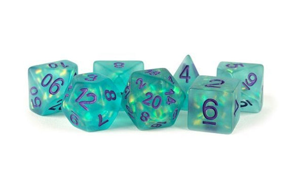 Metallic Dice Games Icy Opal Teal 7ct Polyhedral Dice Set  FanRoll   
