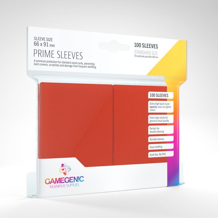 Gamegenic 100ct Standard Size Card Sleeves Prime Red Supplies Gamegenic   