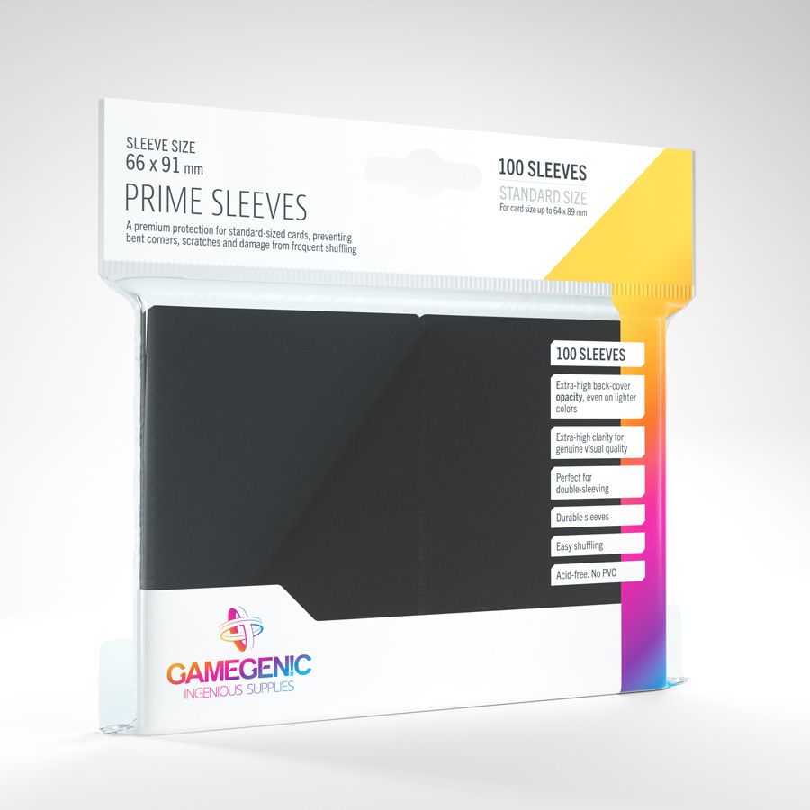 Gamegenic 100ct Standard Size Card Sleeves Prime Black Supplies Gamegenic   