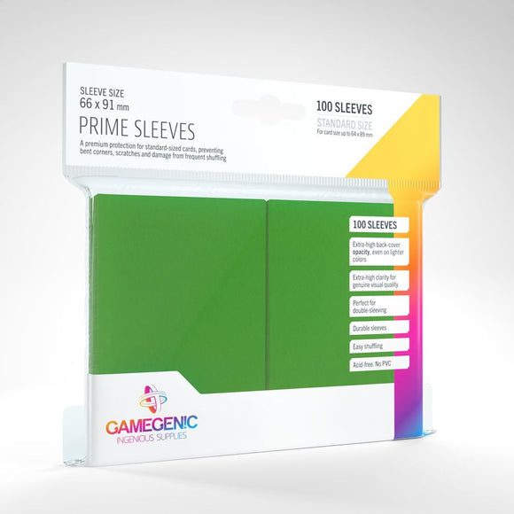 Gamegenic 100ct Standard Size Card Sleeves Prime Green Supplies Asmodee   