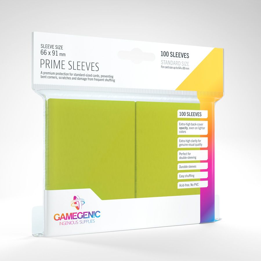 Gamegenic 100ct Standard Size Card Sleeves Prime Lime Supplies Gamegenic   