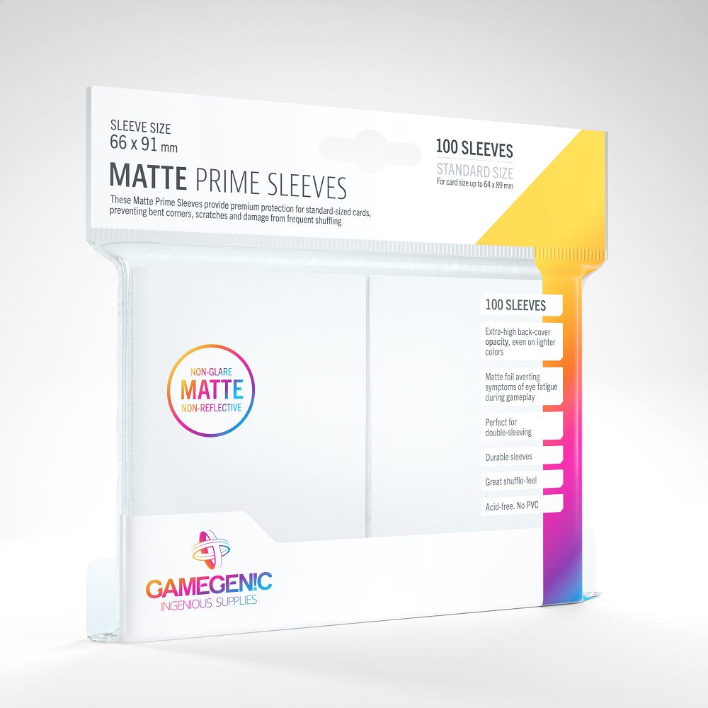 Gamegenic 100ct Standard Size Card Sleeves Matte Prime White Supplies Gamegenic   
