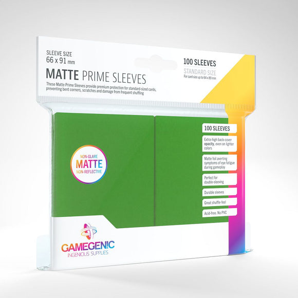 Gamegenic 100ct Standard Size Card Sleeves Matte Prime Green Supplies Gamegenic   