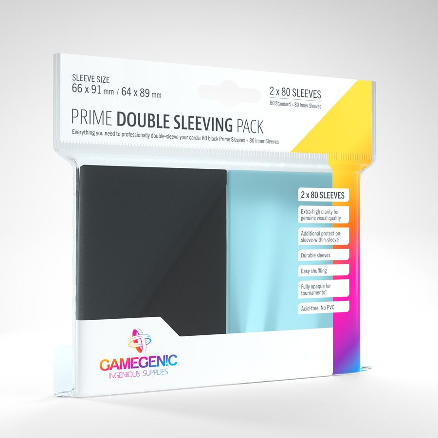 Gamegenic Standard Card Sleeves 2x 80ct Prime Double Sleeving Pack Supplies Gamegenic   