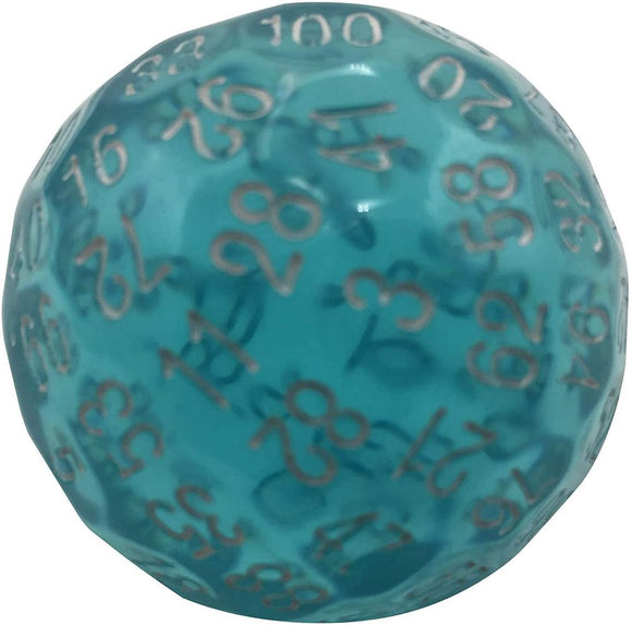 Single D100 Translucent Teal Dice Other   