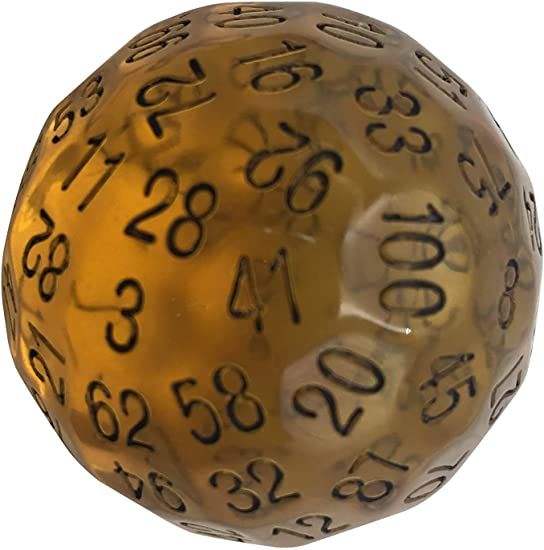 Single D100 Translucent Amber Dice Bescon Dice