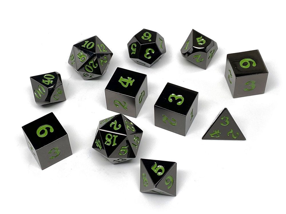 Easy Roller Metal Gunmetal Serpent Blood Signature Font 11ct Polyhedral Set Dice Easy Roller Dice