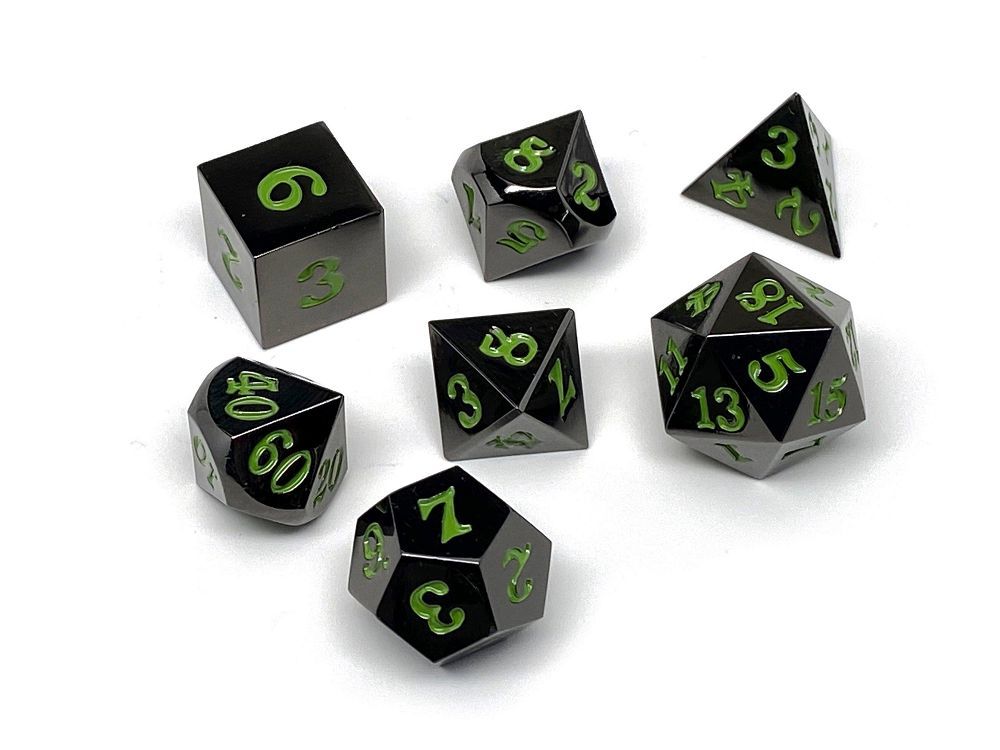 Easy Roller Metal Gunmetal Serpent Blood Signature Font 7ct Polyhedral Set Dice Easy Roller Dice