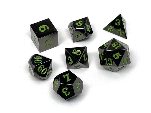 Easy Roller Metal Gunmetal Serpent Blood Signature Font 7ct Polyhedral Set Role Playing Games Easy Roller Dice   