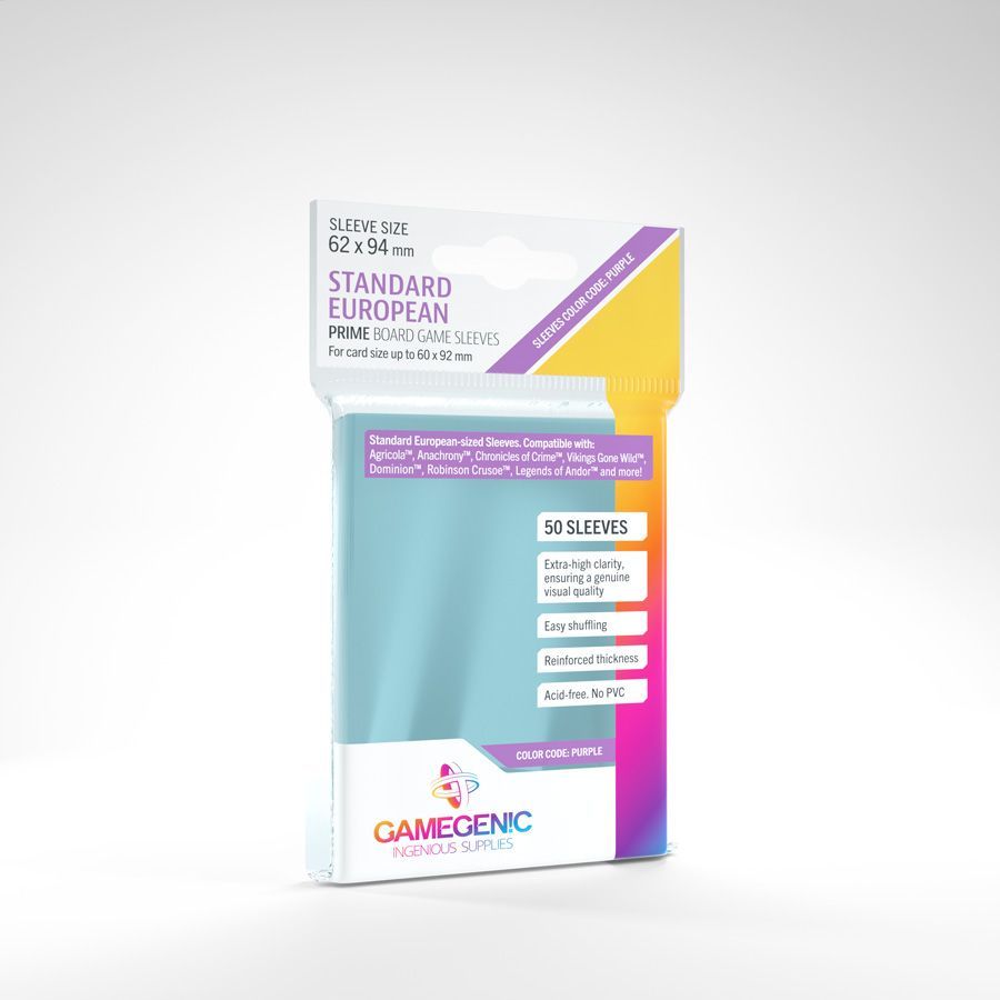 Gamegenic 50ct Standard European Board Game Sleeves Supplies Gamegenic DP Prime Standard Euro
