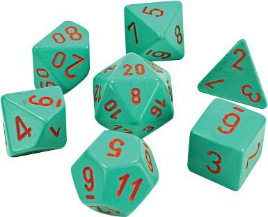 Chessex Lab Heavy Turquoise/Orange 8ct Polyhedral Set (30049) Dice Chessex   