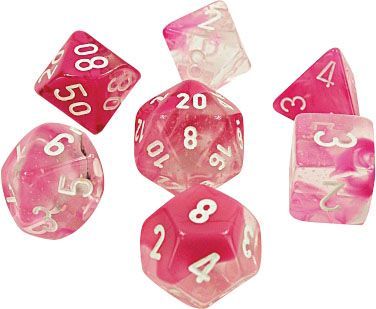 Chessex Lab Gemini Clear Pink/White 8ct Polyhedral Set (30042) Dice Chessex   