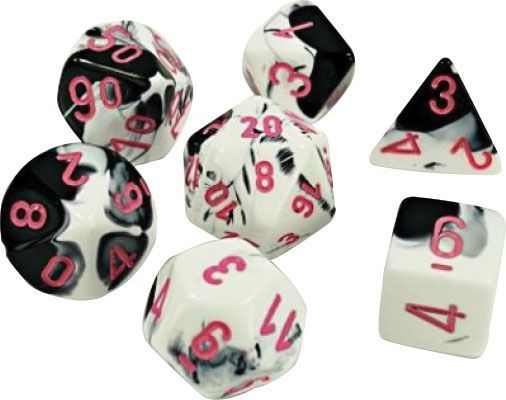 Chessex Lab Gemini Black White/Pink 8ct Polyhedral Set (30043) Dice Chessex   