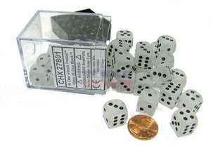 Chessex 12mm Frosted Clear/Black 36ct D6 Set (27801) Dice Chessex   