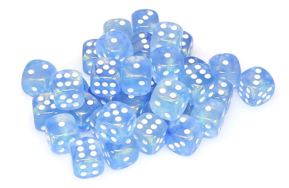 Chessex 12mm Borealis Sky Blue/White 36ct D6 Set (27826) Dice Chessex   