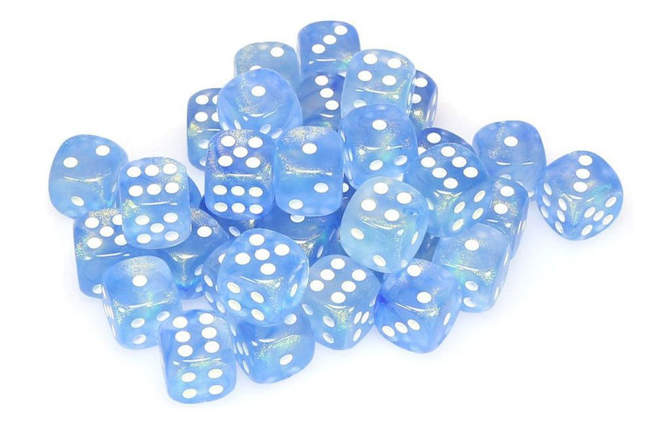Chessex 12mm Borealis Sky Blue/White 36ct D6 Set (27826) Dice Chessex   