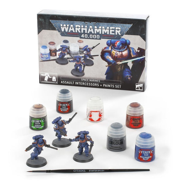 Warhammer 40K Space Marine Assault Intercessors + Paint Set 9E Miniatures Candidate For Deletion   