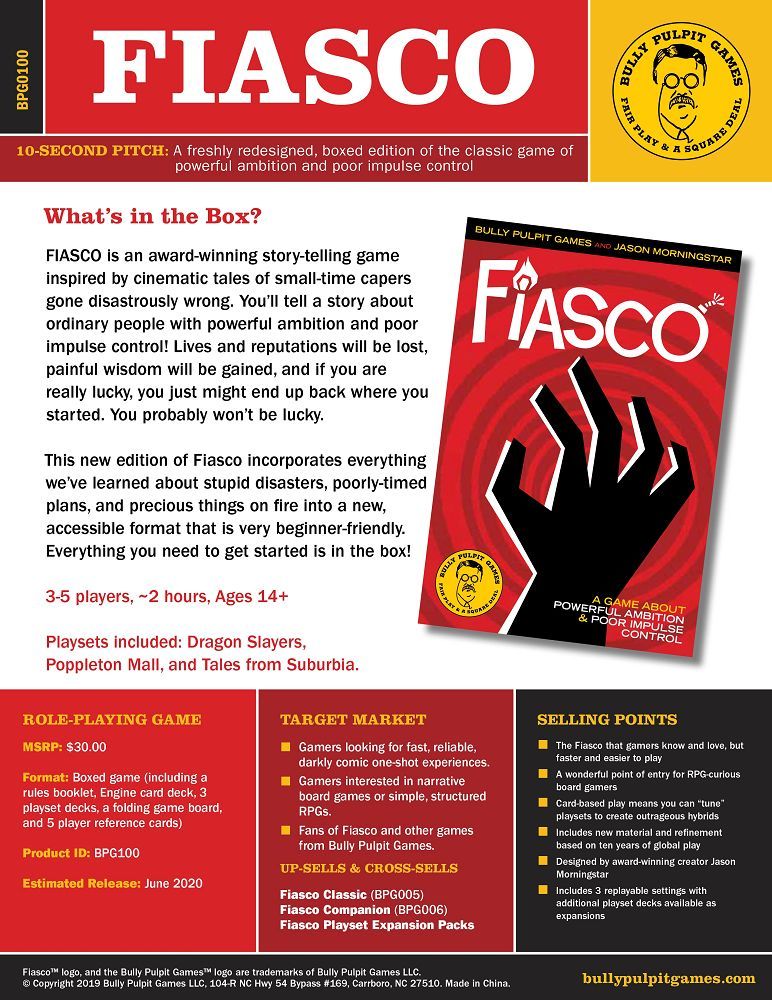 Fiasco RPG Boxed Set (Revised) Role Playing Games Bully Pulpit Games