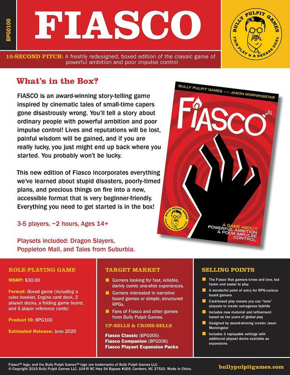 Fiasco RPG Boxed Set (Revised) Board Games Bully Pulpit Games   
