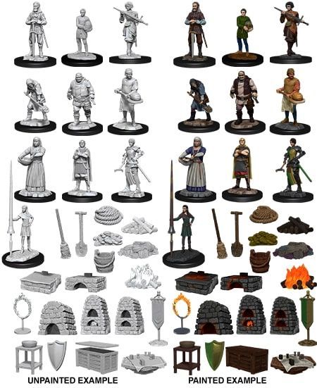 WizKids Deep Cuts Unpainted Miniatures: Townspeople Castle 2 (90121) Supplies WizKids   