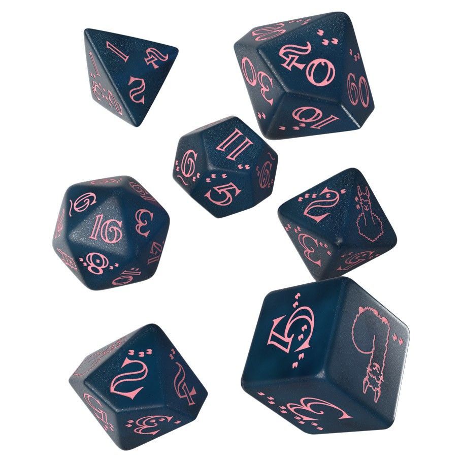 Q-Workshop Sparkling Llama Dark Blue/Pink 7ct Polyhedral Set Dice Q Workshop   