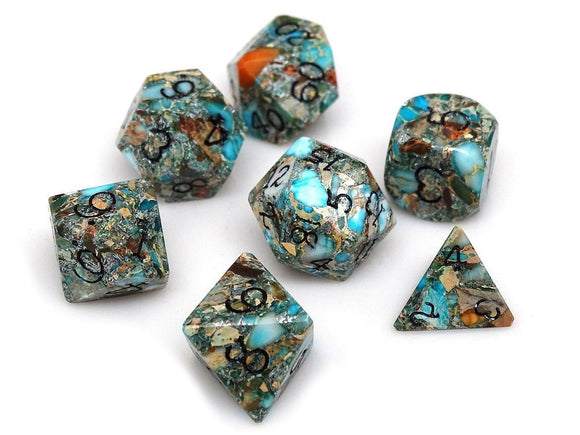 Wizard Stone Earth Elemental 7ct Polyhedral Dice Set Dice Easy Roller Dice   