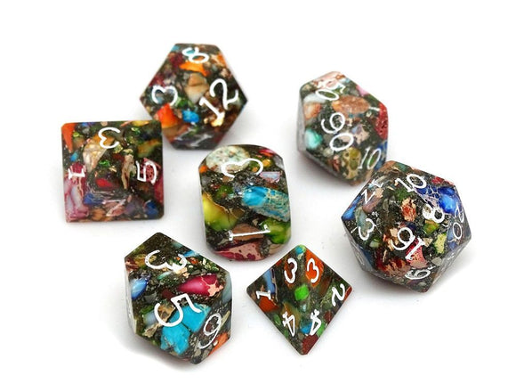 Wizard Stone Arcadia 7ct Polyhedral Dice Set Dice Easy Roller Dice   