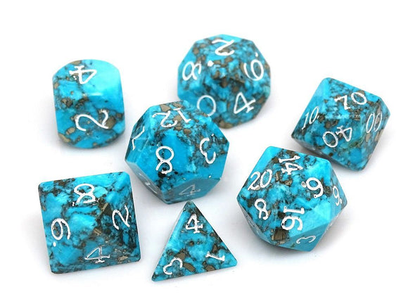 Wizard Stone Moonlit Turquoise 7ct Polyhedral Dice Set Dice Easy Roller Dice   