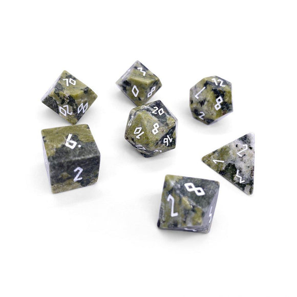 African Jade Semi-Precious Gemstone 7ct Polyhedral Dice Set Supplies Norse Foundry   