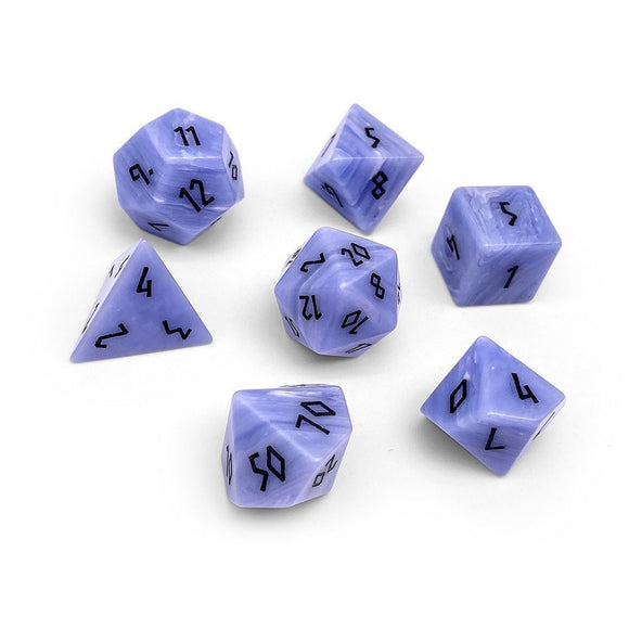 Blue Lace Agate Semi-Precious Gemstone 7ct Polyhedral Dice Set Dice Norse Foundry