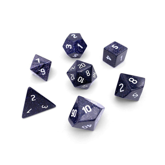Blue Sandstone Semi-Precious Gemstone 7ct Polyhedral Dice Set Dice Norse Foundry