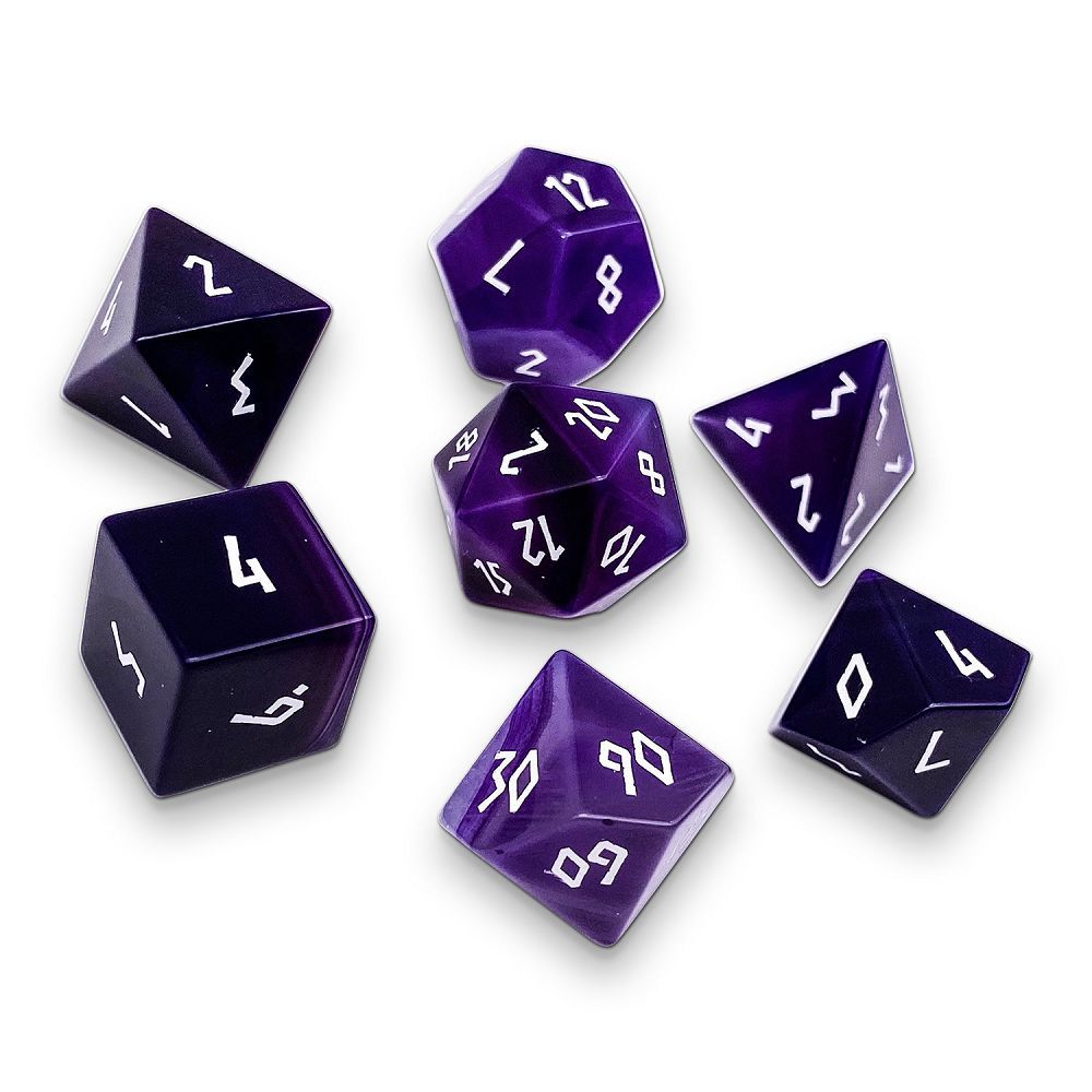 Purple Striped Agate Semi-Precious Gemstone 7ct Polyhedral Dice Set Dice Norse Foundry
