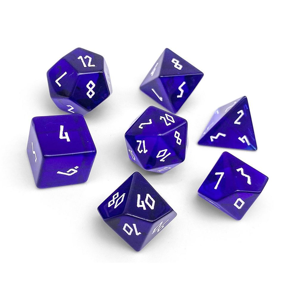 Zircon Glass Polyhedral Dice Set Blue Topaz Dice Norse Foundry